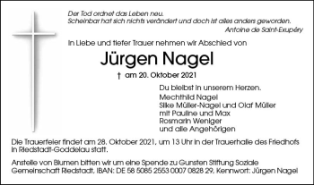 Traueranzeige von Jürgen Nagel von vrm-trauer
