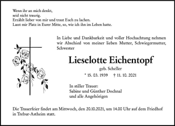 Traueranzeige von Lieselotte Eichentopf von vrm-trauer