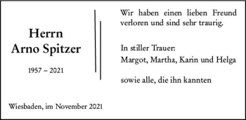 Traueranzeige von Arno Spitzer von vrm-trauer