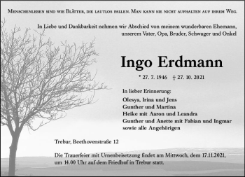 Traueranzeige von Ingo Erdmann von vrm-trauer
