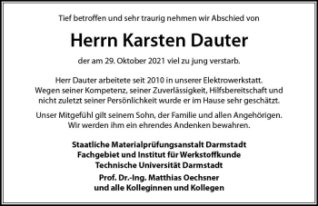 Traueranzeige von Karsten Dauter von vrm-trauer