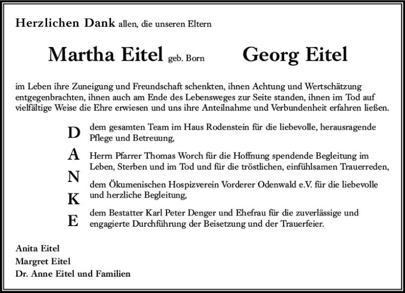  Traueranzeige für Martha Eitel vom 27.11.2021 aus vrm-trauer