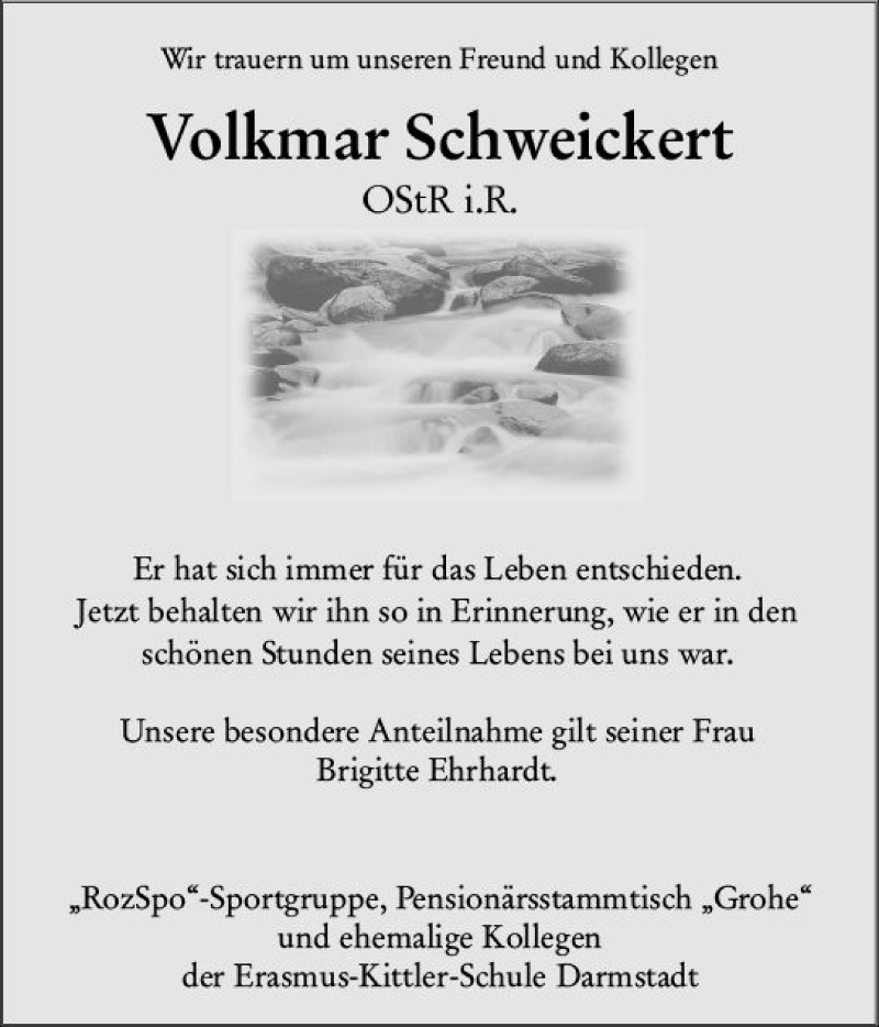  Traueranzeige für Volkmar Schweickert vom 20.11.2021 aus vrm-trauer