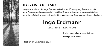 Traueranzeige von Ingo Erdmann von vrm-trauer