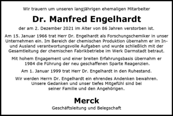 Traueranzeige von Manfred Engelhardt von vrm-trauer
