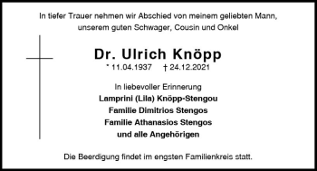 Traueranzeige von Ulrich Knöpp von vrm-trauer