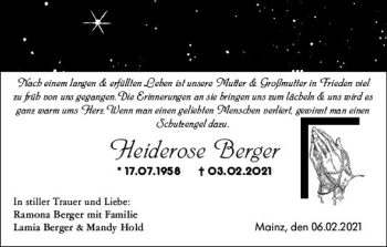 Traueranzeige von Heiderose Berger von vrm-trauer