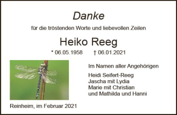 Traueranzeige von Heiko Reed von vrm-trauer