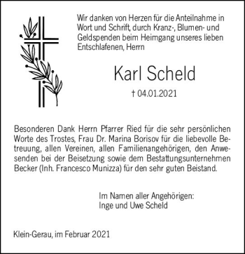 Traueranzeige von Karl Scheld von vrm-trauer