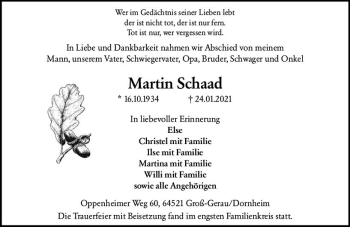 Traueranzeige von Martin Schaad von vrm-trauer