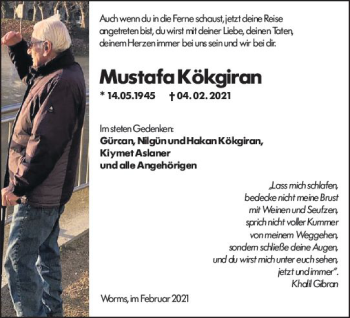 Traueranzeige von Mustafa Kökgiran von vrm-trauer