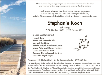 Traueranzeige von Stephanie Koch von vrm-trauer