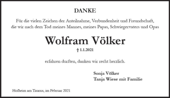 Traueranzeige von Wolfram Völker von vrm-trauer