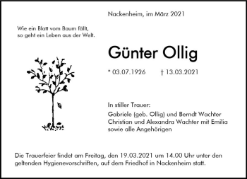 Traueranzeige von Günter Ollig von vrm-trauer