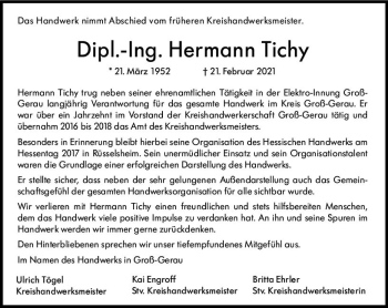 Traueranzeige von Hermann Tichy von vrm-trauer