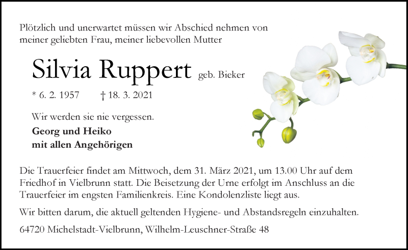  Traueranzeige für mit allen Angehörigen vom 27.03.2021 aus vrm-trauer