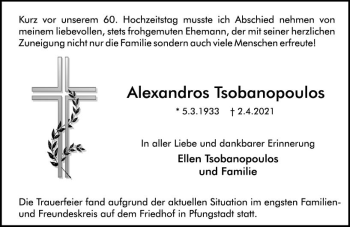 Traueranzeige von Alexandros Tsobanopoulos von vrm-trauer