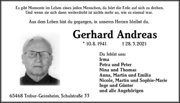 Traueranzeige von Gerhard Andreas von vrm-trauer