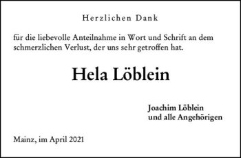 Traueranzeige von Heia Löblein von vrm-trauer
