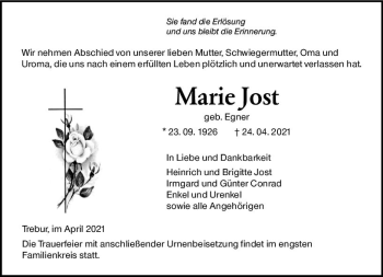 Traueranzeige von Mark Jost von vrm-trauer