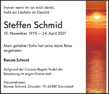 Traueranzeige von Steffen Schmid von vrm-trauer