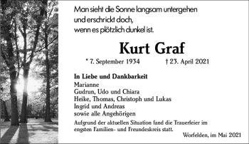 Traueranzeige von Kurt Graf von vrm-trauer