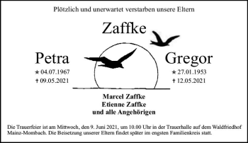 Traueranzeige von Gregor Zaffke von vrm-trauer