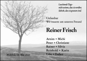 Traueranzeige von Reiner Frisch von vrm-trauer