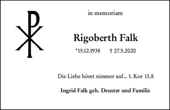 Traueranzeige von Rigoberth Falk von vrm-trauer