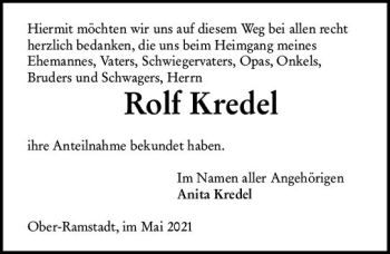 Traueranzeige von Rolf kredel von vrm-trauer