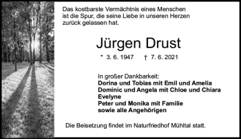 Traueranzeige von Jürgen Drust von vrm-trauer