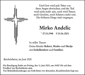 Traueranzeige von Mirko Andelic von vrm-trauer