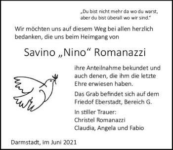 Traueranzeige von Savino  Romanazzi von vrm-trauer