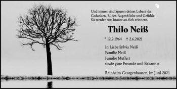 Traueranzeige von Thilo Neiß von vrm-trauer
