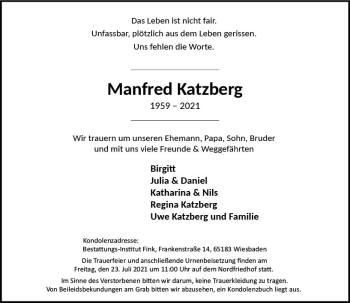 Traueranzeige von Manfred Katzberg von vrm-trauer