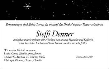 Traueranzeige von Steffi Denner von vrm-trauer