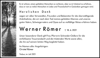 Traueranzeige von Werner Römer von vrm-trauer