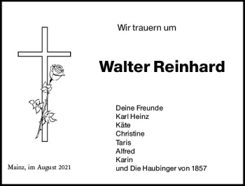 Traueranzeige von Walter Reinhard von vrm-trauer