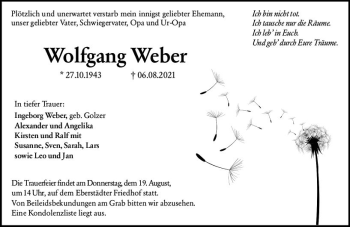 Traueranzeige von Wolfgang Weber von vrm-trauer