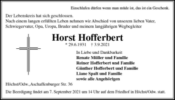 Traueranzeige von Horst Hofferbert von vrm-trauer