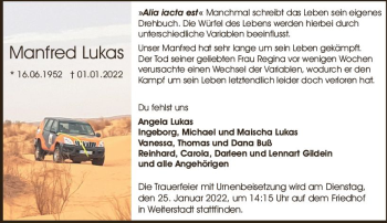 Traueranzeige von Manfred Lukas von vrm-trauer Darmstädter Echo
