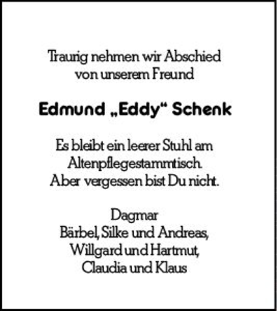 Traueranzeige von Edmund Schenk von vrm-trauer Darmstädter Echo