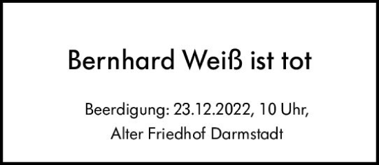 Traueranzeige von Bernhard  von vrm-trauer Darmstädter Echo