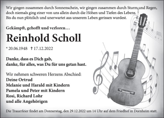 Traueranzeige von Reinhold Scholl von vrm-trauer Groß-Gerauer Echo