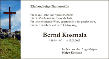 Traueranzeige von Bernd Kosmala von vrm-trauer Darmstädter Echo