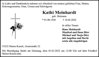 Traueranzeige von Kathi Meinhardt von vrm-trauer AZ Mainz