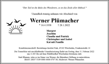 Traueranzeige von Werner Nilmacher von vrm-trauer Wiesbadener Kurier