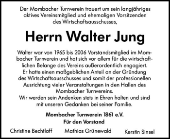 Traueranzeige von Walter Jung von vrm-trauer AZ Mainz