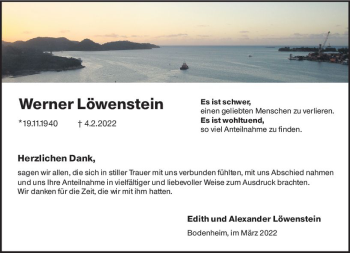 Traueranzeige von Werner Löwenstein von vrm-trauer AZ Mainz