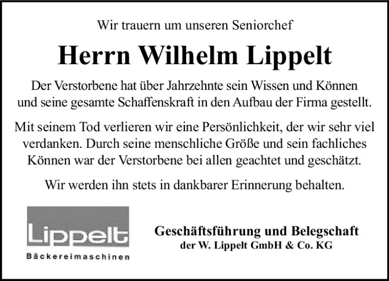  Traueranzeige für Wilhelm Lippelt vom 26.03.2022 aus vrm-trauer Darmstädter Echo